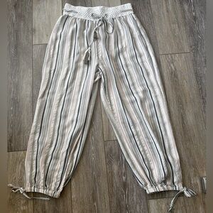 #6)  Surf Gypsy multi color pants with elastic waist comfortable and lightweight